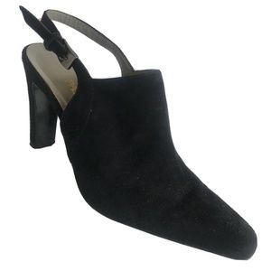 Paloma 7B BLK Suede Slingback 3.75"Heel Italy EUC